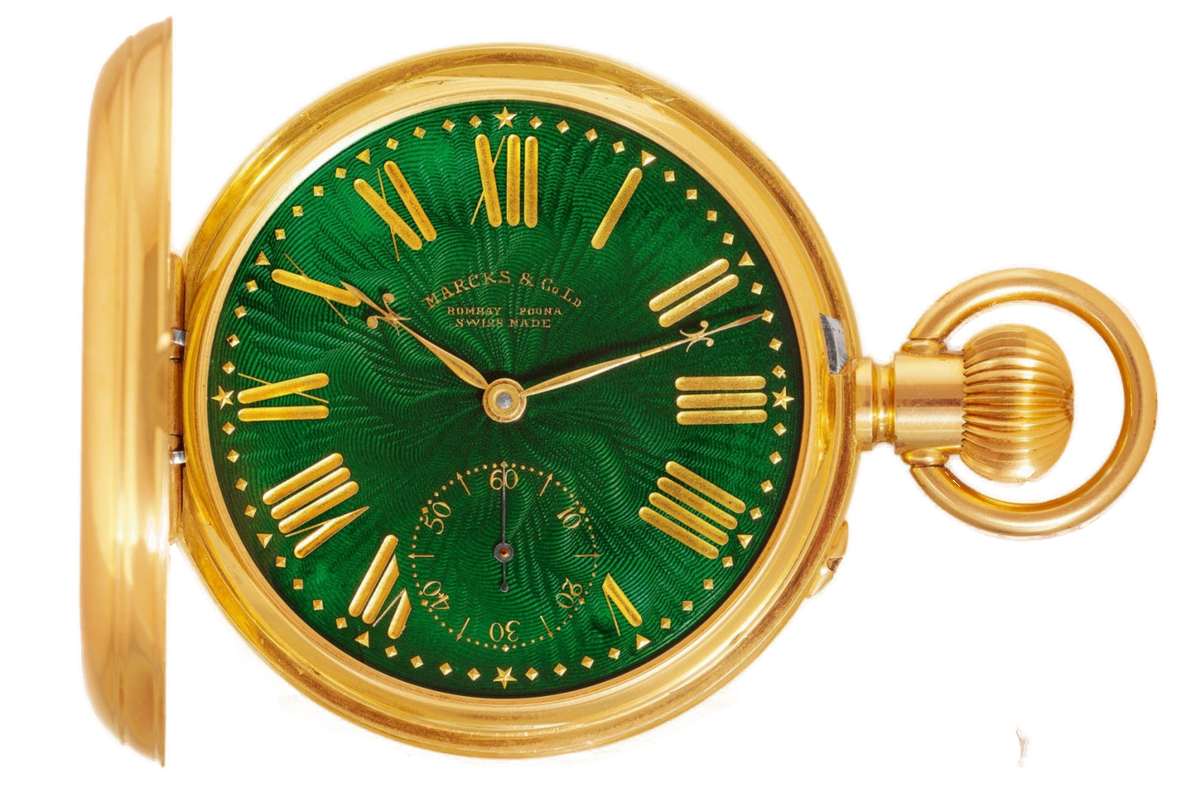 Green-dial Marcks & Co. pocket watch sold to a nobleman in Hyderabad
