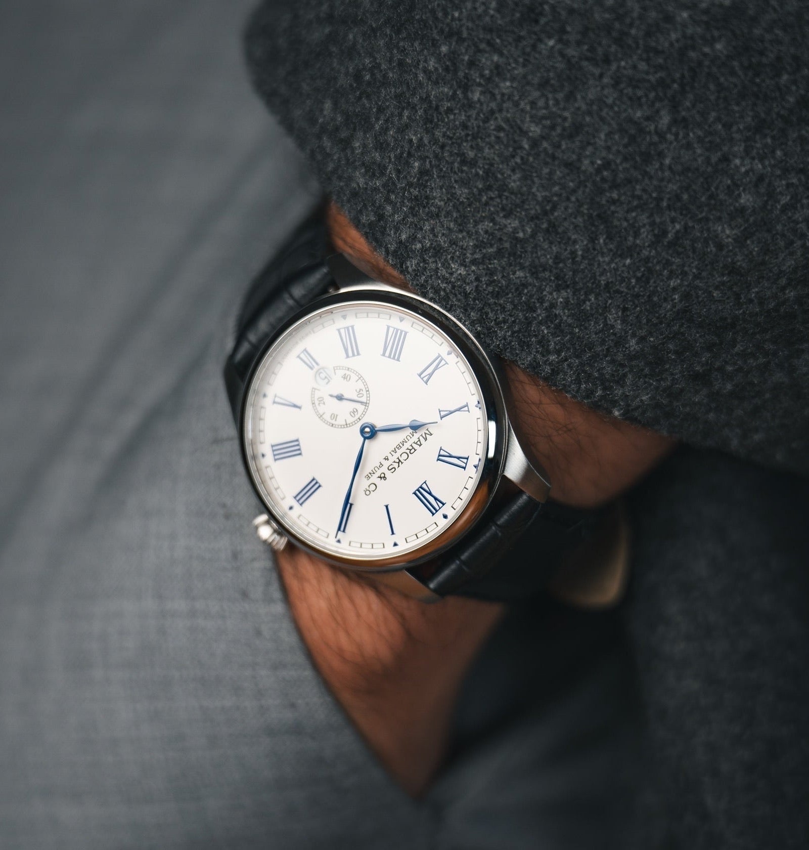 The Captain worn with a leather strap
